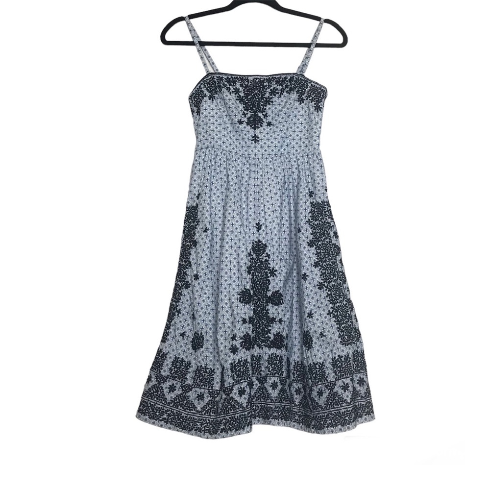 Moulinette Soeurs Coquette Blue Floral Embroidered Fit & Flare Dress Size 0 Boho